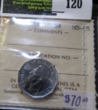 1944 Canadian Nickel Graded At Ms 65.  This Coin Books For $50 In This Grade