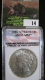 1923-D Peace Dollar Graded Ms 67 By Angs