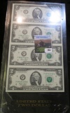 Uncut Sheet Of (4) $2 Bank Notes Series Of 2003