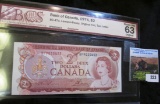 Bank Of Canada Two Dollar Bank Note Series Of 1974 Graded Choice Uncirculated 63