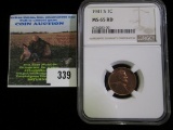 1941-S Wheat Cent Graded Ms 65 Red By Ngc