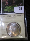 1941 Canadian Half Dollar Graded Ms 63.  It Books For Around $75 In This Condition