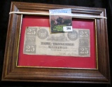 Framed Bank Of Tennessee 1861 Twenty Five Cents Bank Note.  This Note Was Issued During The Civil Wa