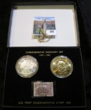 2 Medal And Stamp Set Commemorating The Discovery Of The New World