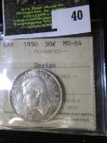 1950 Canadian Half Dollar Graded Ms 64.  In Ms 63 This Books For $55