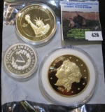 Replica Gold Plated Copy Of The $50 Gold Coin, Abraham Lincoln Medal, And A Large Copy 1913 V Nickel