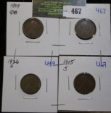 1909-Vdb, 1915-S, 1913-S, And 1926-S Wheat Cents