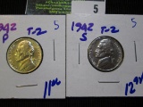 1942-P And 1942-S Silver War Nickels