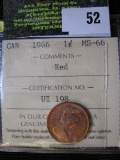 1966 Canadian Penny Graded Ms 66.  In Ms 65 This Coin Books For $18