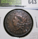 1818 U.S. Large Cent, VF, old cleaning..
