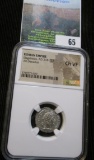 Silver Roman Denarius Elagabus, Ad 218-222/ Graded Choice Very Fime