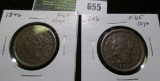 (2) 1846 U.S. Large Cents, F-VF, small dings and digs.