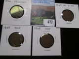 1866 U.S. Two Cent piece, VF with corrosion; (2) 1868 Two Cent Pieces in Good; & 1869 U.|S. Two Cent