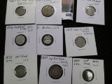 Cull Lot: One Flying Eagle Cent, one Three Cent Silver, one Three Cent Nickel, (2) Capped bust half