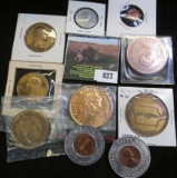 (10) Medals & Encased Lincoln Cents. All different.