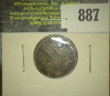 Uniface $2.50 U.S. Gold Reverse design on a copper planchet. Holed for a necklace.