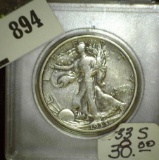 1933 S Walking Liberty Half Dollar.