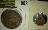 General Washington Composition Spielmarke & an 1864 Token with two holes.