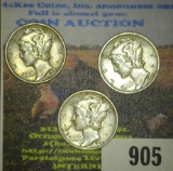 1938 P, D, & S High Grade Mercury Dimes.