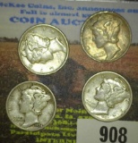 1934 P, 36 P 37 P, & 41 P Mercury Dimes, nice grades.