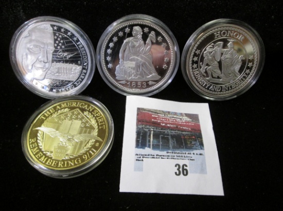 Replica 1853 Seated Dime, Remembering 9/11 Medal, Barrack Obama Medal, And United States Marine Corp