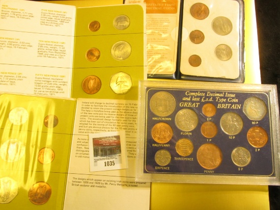 Group of 4 sets of foreign coins includes Britian's first decimal coins, 2 sets of Ireland's decimal