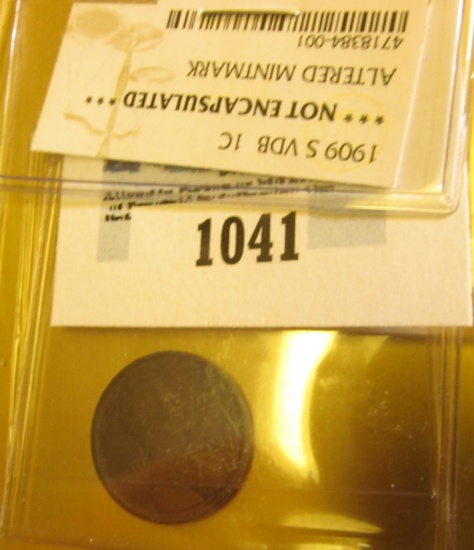 1909-S VDB Lincoln cent designated ALTERED MINT MARK by NGC, sold as is for education purposes only