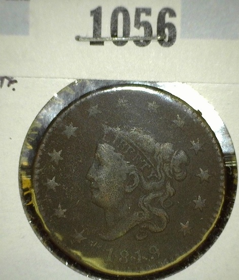 1819 large cent, small date, F Redbook value $45