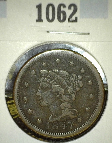 1847 large cent, F Redbook value $30