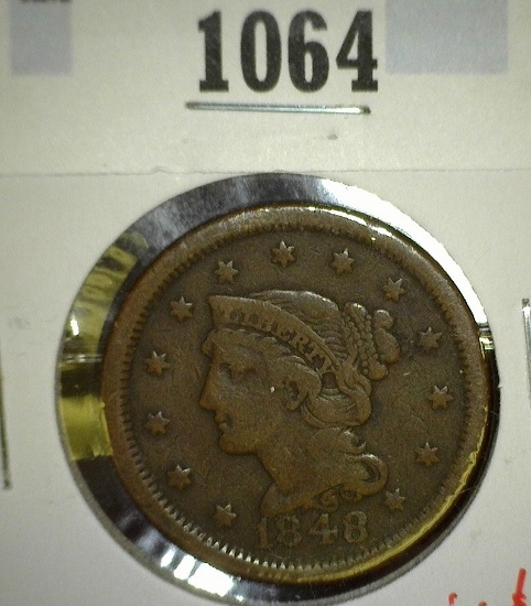 1848 large cent, F/VF Redbook value $30-$40