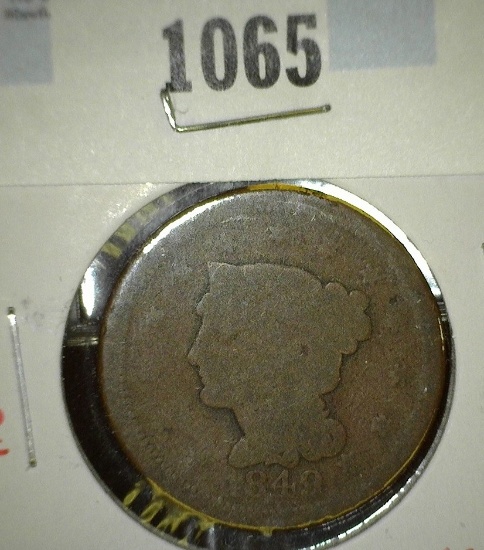 1849 large cent, AG/G Redbook value Good = $20