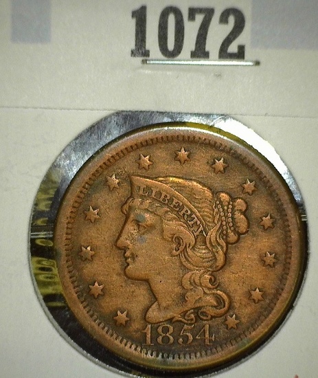 1854 large cent, VF Redbook value $40