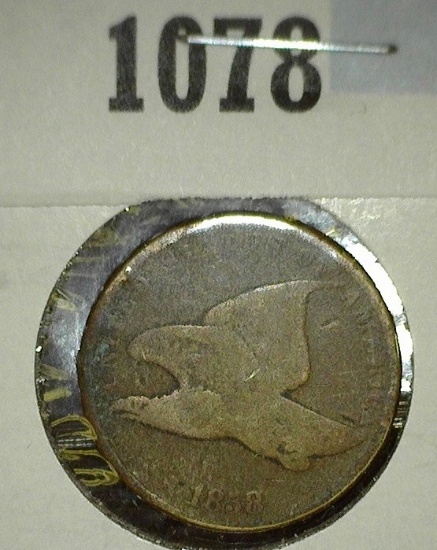 1858 Flying Eagle Cent, small letters, G Redbook value $30
