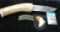 Handmade Knife with Deer Antler handle; Airborne  and screaming Eagle military Patches.