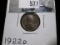 1922 D Lincoln Cent, AU, Warped and rotated die, most likely a Minting error. Semi-key date from a d