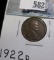 1922 D Lincoln Cent, EF. Semi-key date from a die variety set