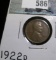 1922 D Lincoln Cent, VG/G. Weak D. Semi-key date from a die variety set