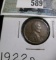 1922 D Lincoln Cent, VF. Semi-key date from a die variety set