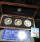 2000 Kiribati Proof Set, 3 Coins, Sterling Silver, Trimmilluim and Copper-nickel.