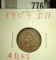 1909 P Indian Head Cent, 4 Diamonds, FS.