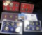 1978 S, 81 S, 87 S & 2002 S U.S. Proof Sets in original plastic cases.