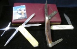 Three old Pocket Knives including a Templeton Savings Bank, Templeton, Iowa advertising knife.