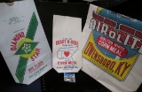 (3) Different Old Corn Meal and Rye Flour Sacks in mint condition.