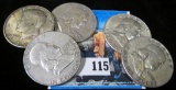 (5) 90% Silver U.S. Half Dollars. Various grades