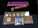 1972 & 75 Coins of Israel Mint Sets & a mixed date roll of Canada Maple Leaf Cents.