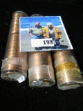 1963, 64, & 65 Solid-date Rolls of Canada Maple Leaf Cents stored in plastic tubes.