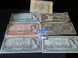 Selection of Mostly Canadian Banknotes.