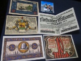 (5) Different German Notgeld Banknotes, most are Crisp Uncirculated Condition.1921-23 era.