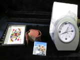 Lead Crystal Paper weisght new in box with Queen of Diamonds playing card inside; miniature leather