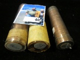 1958 D, 1960 D Large Date, & 62 D BU Solid-date Rolls of Lincoln Cents.